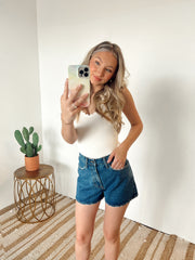 SIZE LARGE Kalen High Rise Denim Shorts