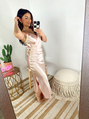 SIZE LARGE Champagne On My Mind Midi Dress