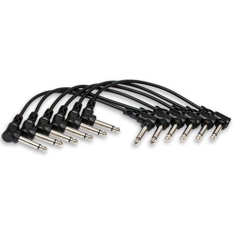Hosa CFS-606 Guitar Patch Cable 1/4 RA Male-1/4 RA Male, 6" 6-Pack-Music World Academy