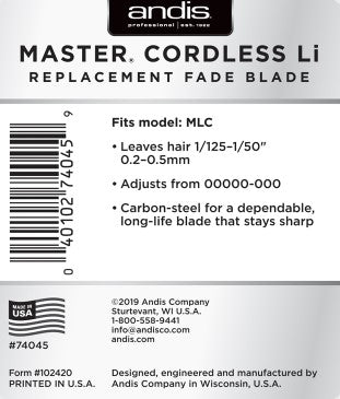 andis cordless master fade blade