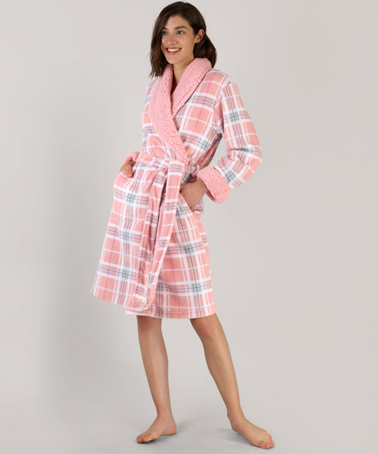 Pink Plaid Plush Robe