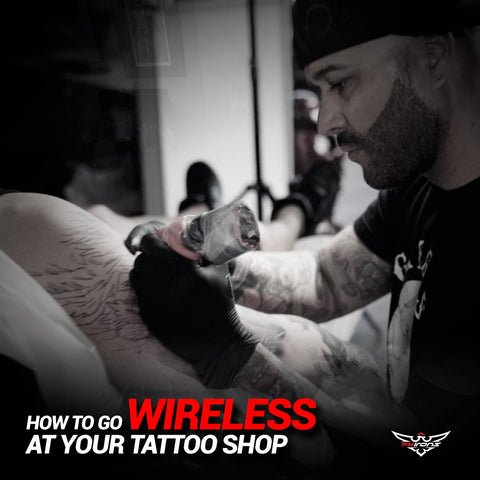 Tattoo artist, Grego of Gregos Tattoos in Miami adapting his machine to go wireless using the LightningBolt power battery