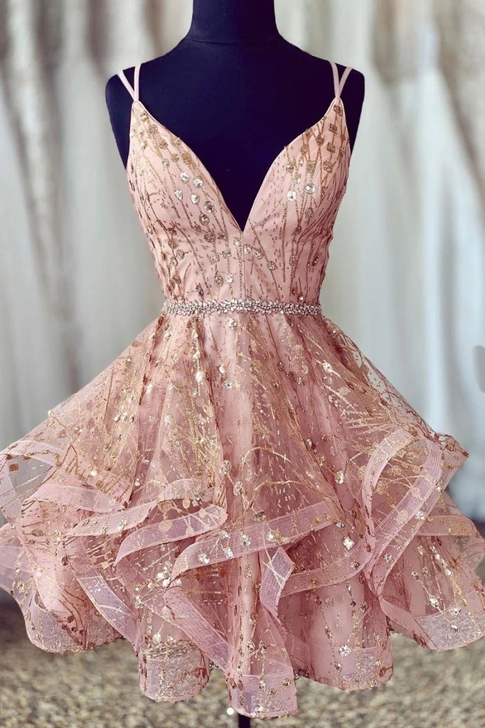 short pink sequin dress
