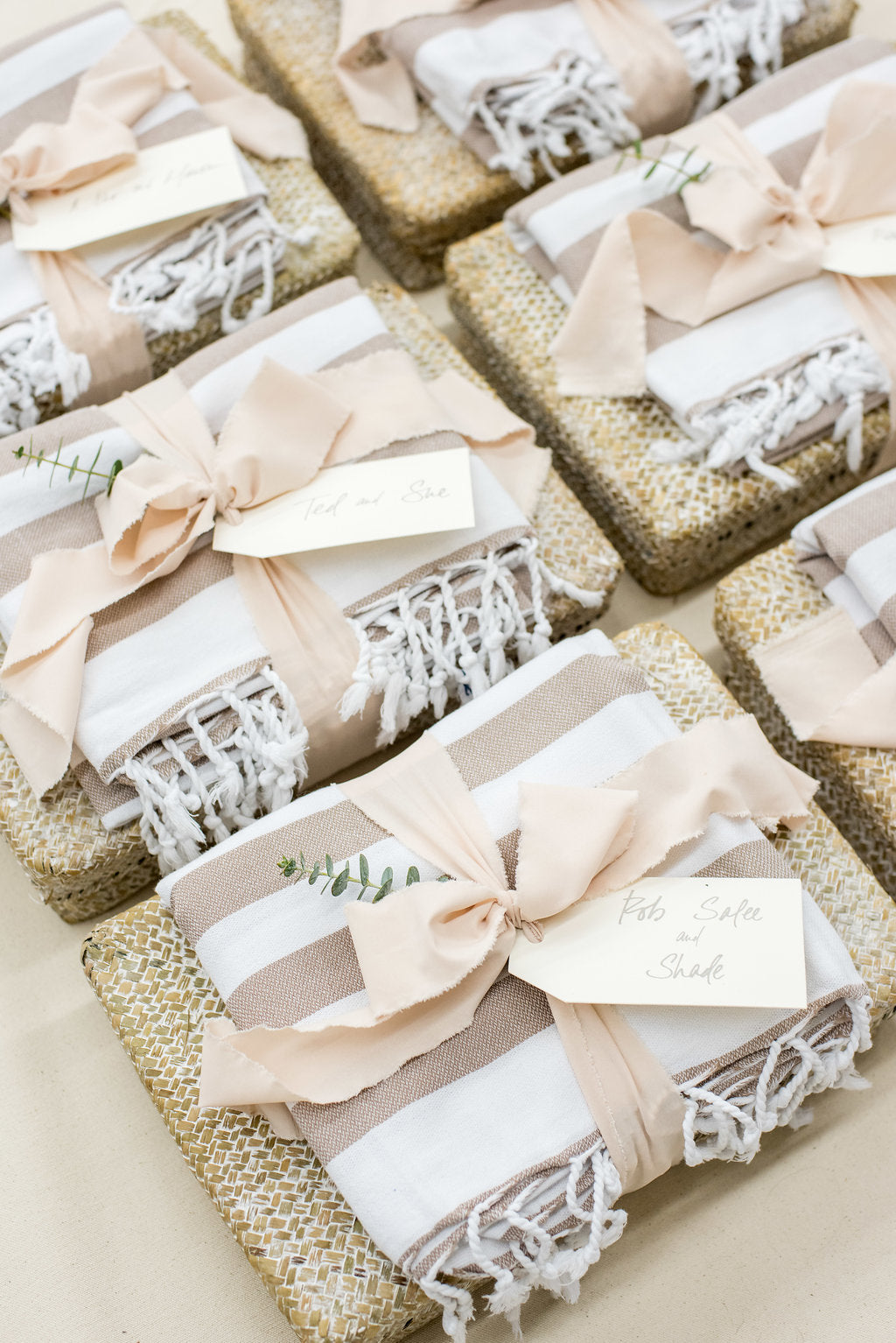 Beach destination wedding welcome baskets