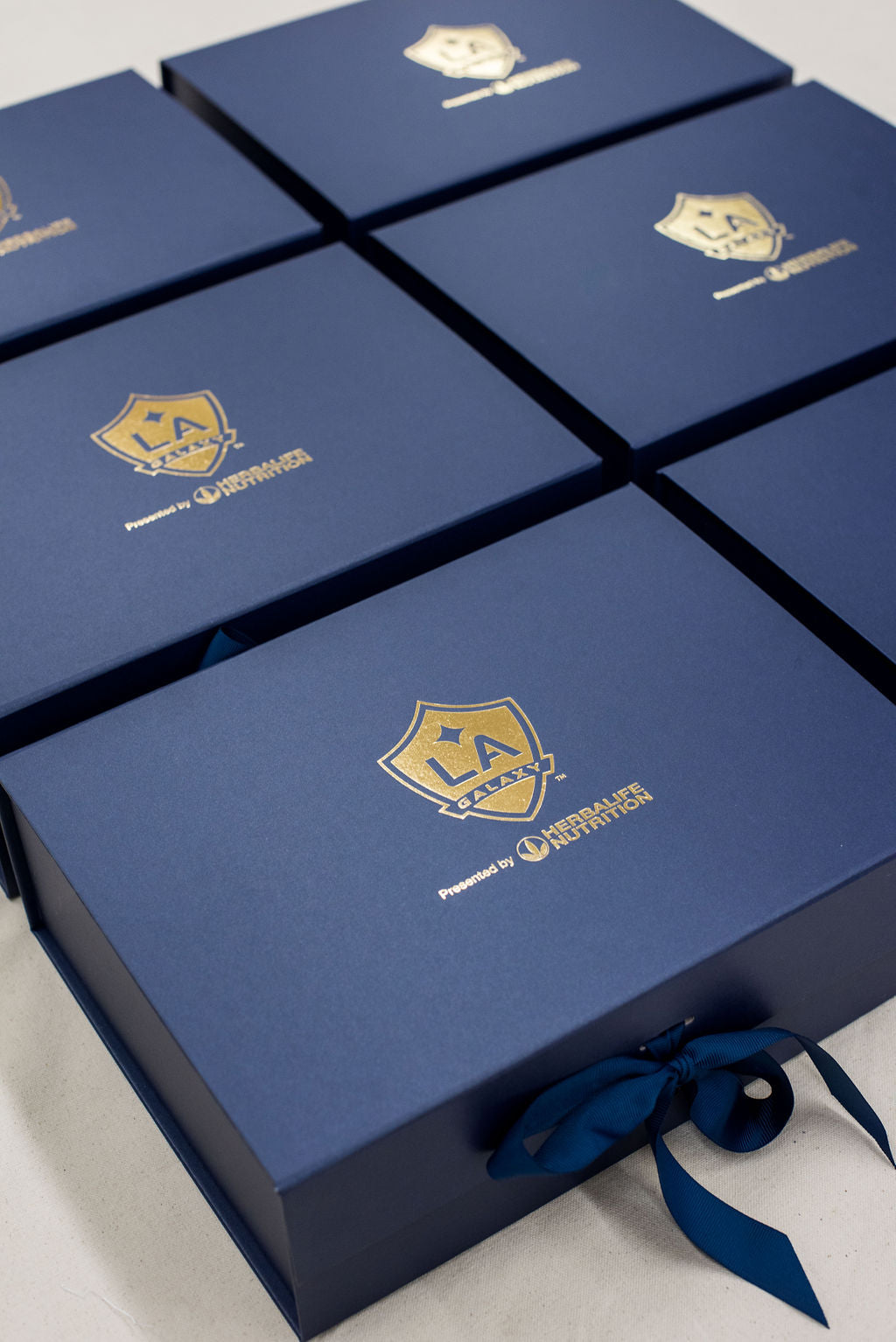 Custom luxury curated client holiday gift boxes for LA Galaxy