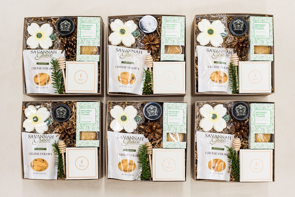 Real estate client gift boxes by Marigold & Grey