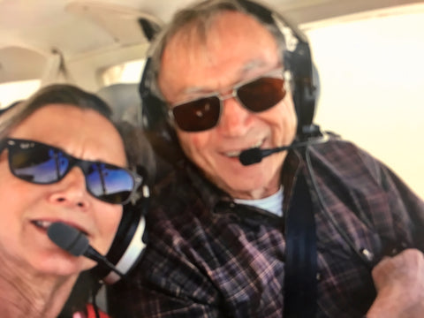 The author, pilot Kelly Murphy, flying with her father