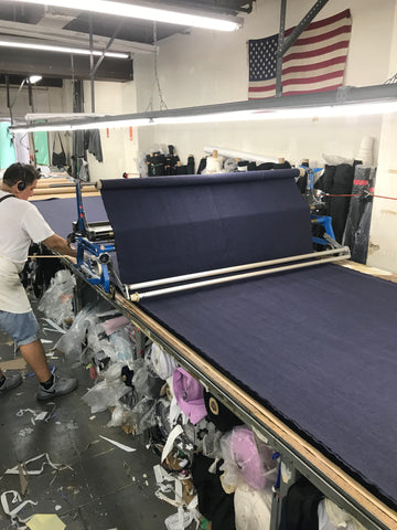 Cutting room where we laid out the fabric for our nursing dress