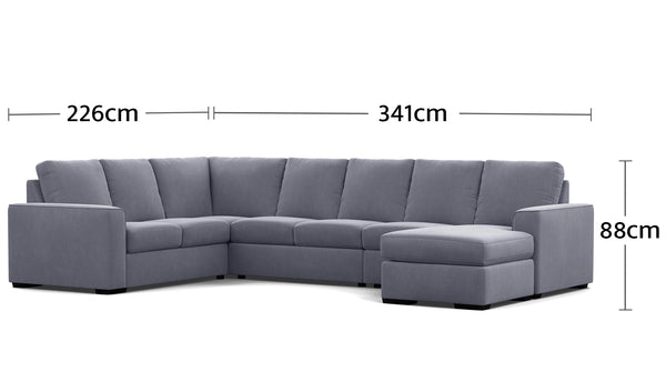 Urban 7 Seater Corner Modular with Reversible Chaise Dimensions