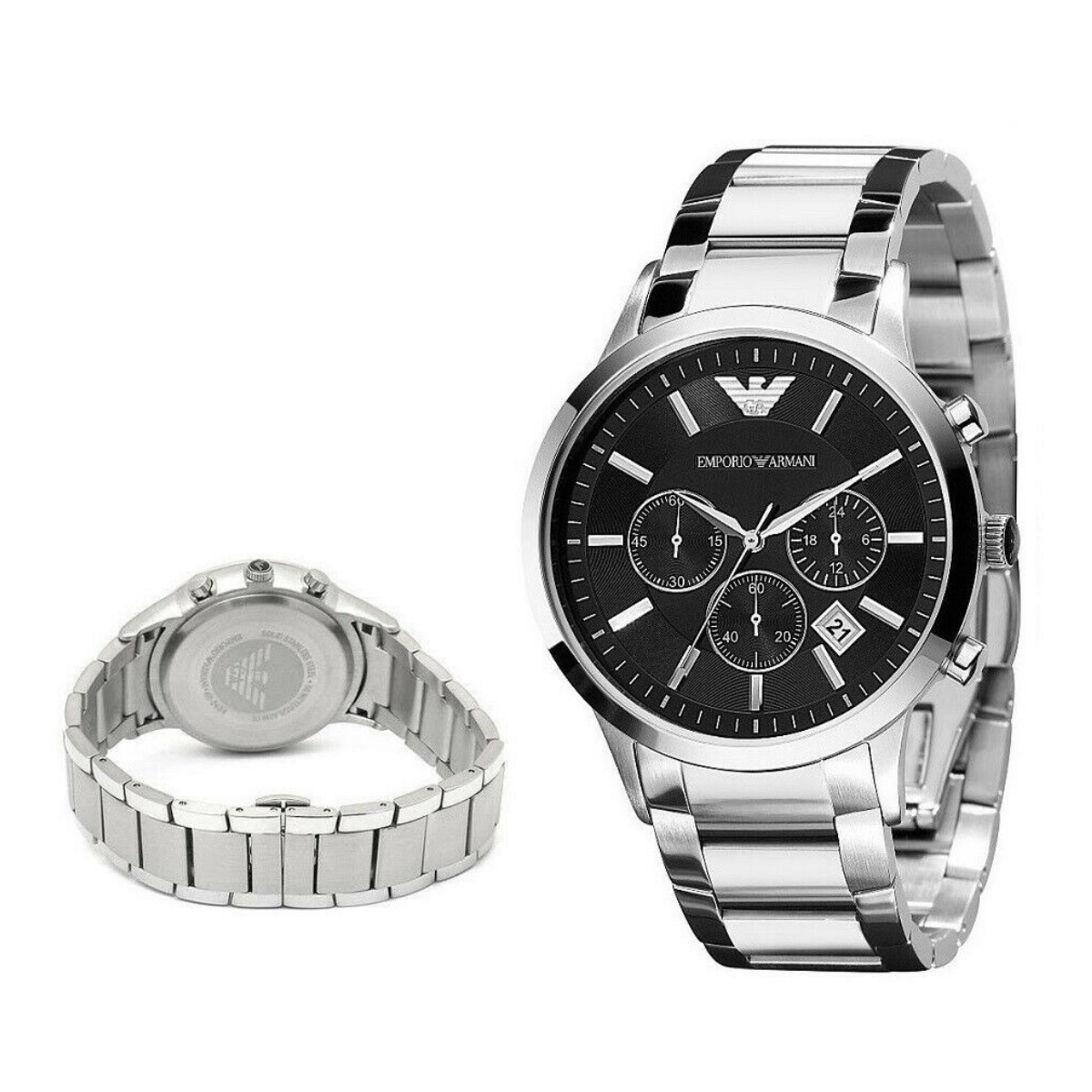 silver armani watch