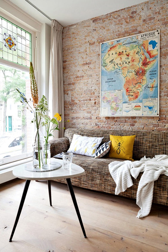 Map it | Vintage Africa Map industrial style in a Rotterdam home via VTWonen magazine