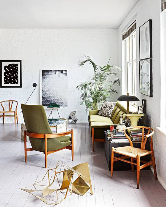 A green seat | Mid century style seating in a Cape Town apartment