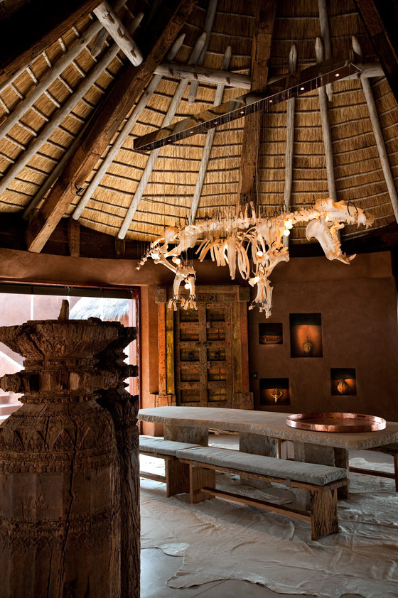 Safari Journal / Blog by Safari Fusion | Light the way [part 2] | Hippo skeleton chandelier at the exclusive Leobo Lodge / Waterberg, South Africa