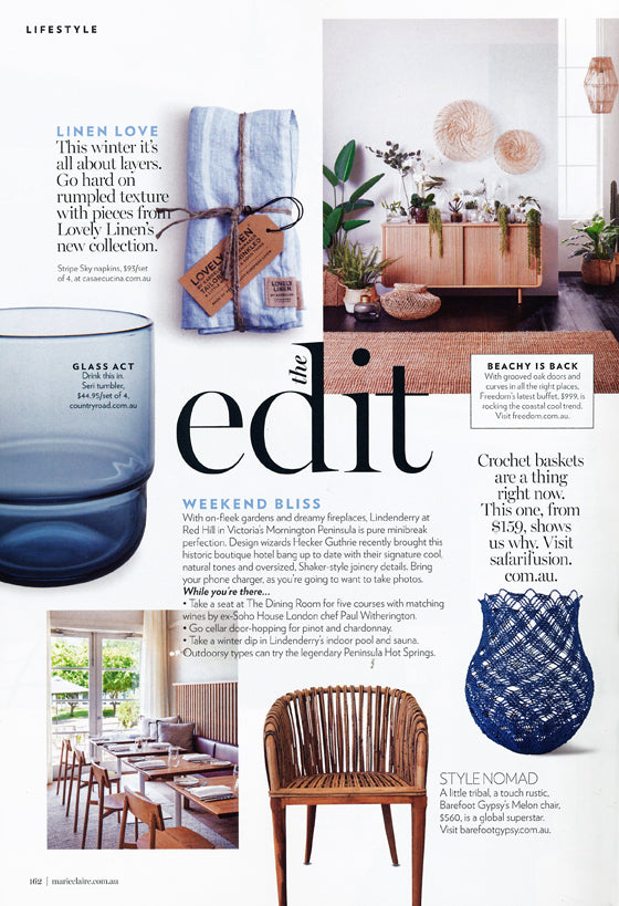 Lifestyle The Edit: Weekend Bliss | Maire Claire / July 2018 | | Seen In | Safari Fusion www.safarifusion.com.au