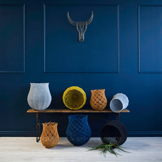 Nguni Wire Head and Crochet Baskets | Modern Tribal by Safari Fusion | Image © Safari Fusion