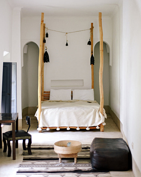 Safari Journal / Blog by Safari Fusion | Moroccan dreaming | Monochrome + raw timber in a Moroccan bedroom suite