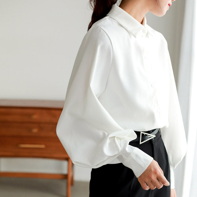 white lantern sleeve shirt