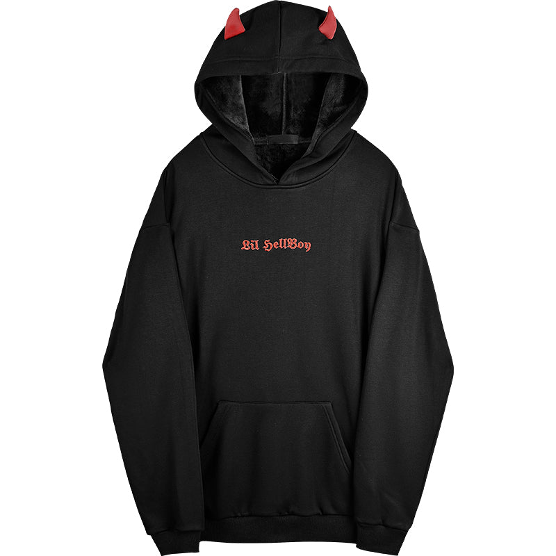 red and black angel and devil hoodie