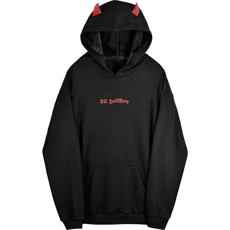 angel and devil hoodie black and red