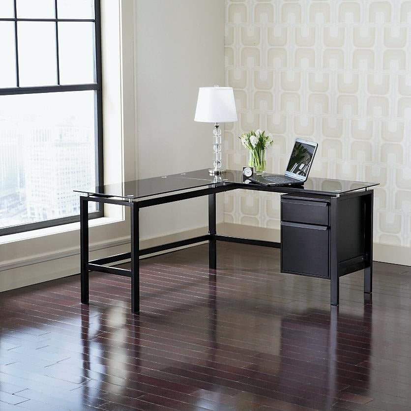 Realspace Outlet Lake Point L Desk Black 29 H X 56 W X 56 D