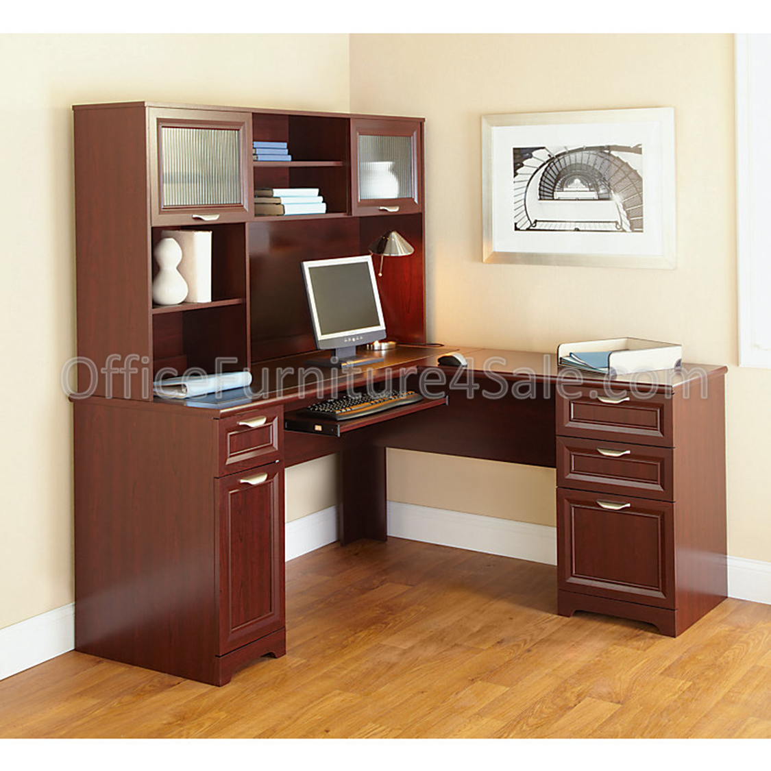 Realspace Magellan 59 W L Shaped Desk Classic Cherry Item