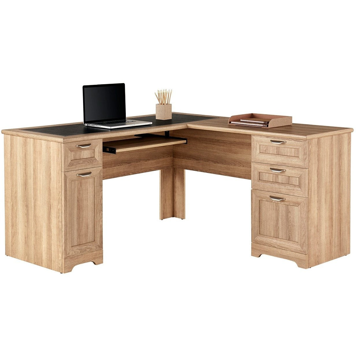 Realspace Magellan 59 W L Shaped Desk Blonde Ash Item 4792691