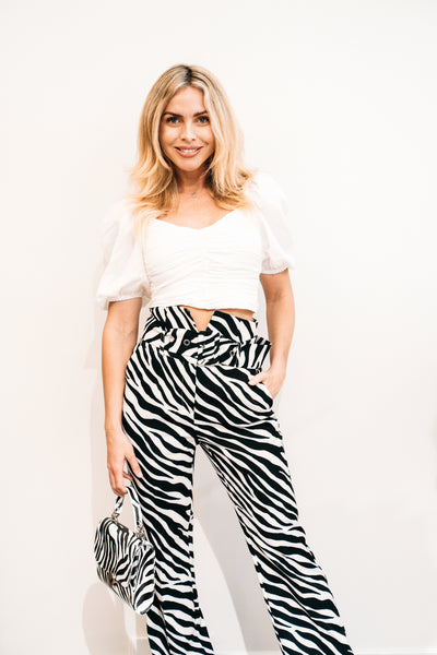 Small Bag with round lock in zebra print - Mona