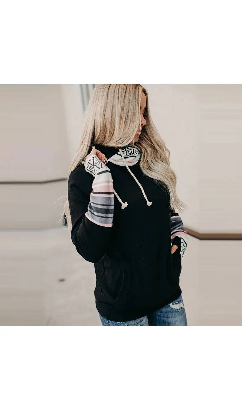 Black side splicing hoodie UN1119