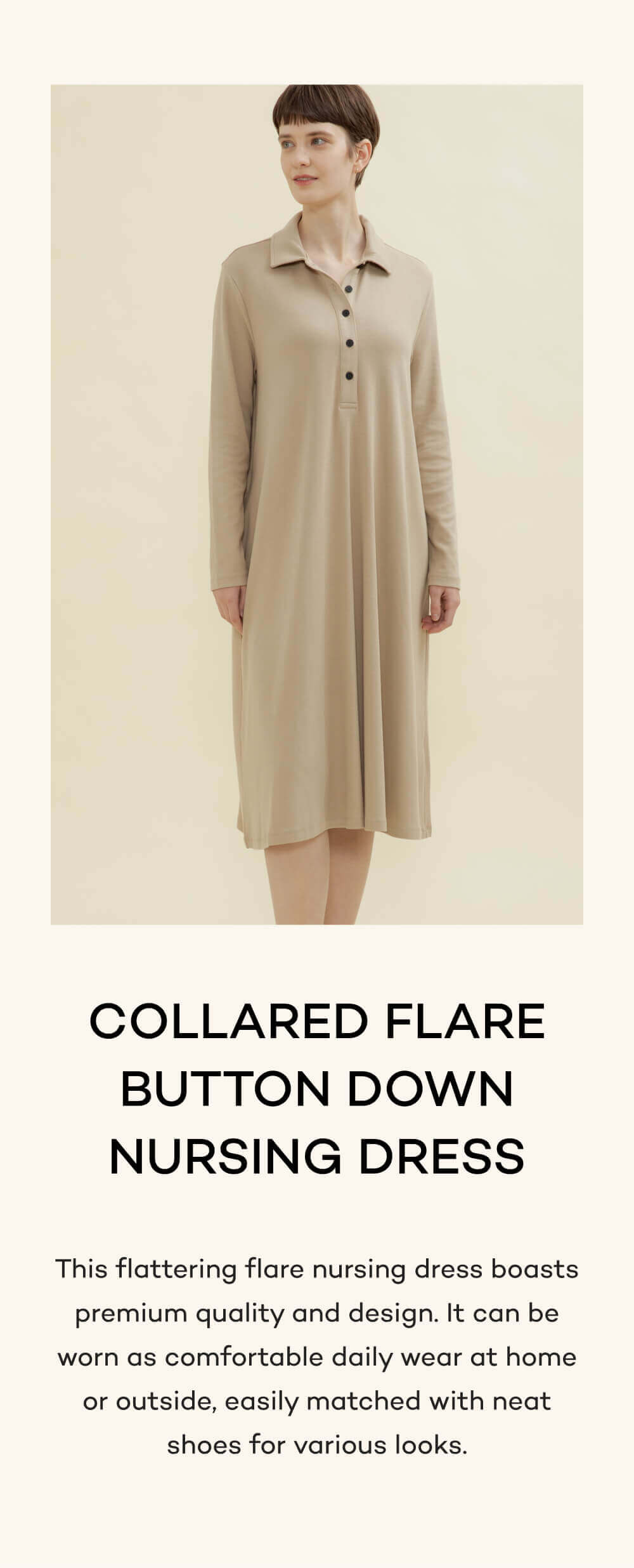 Collared Flare Button Down Nursing Dress
