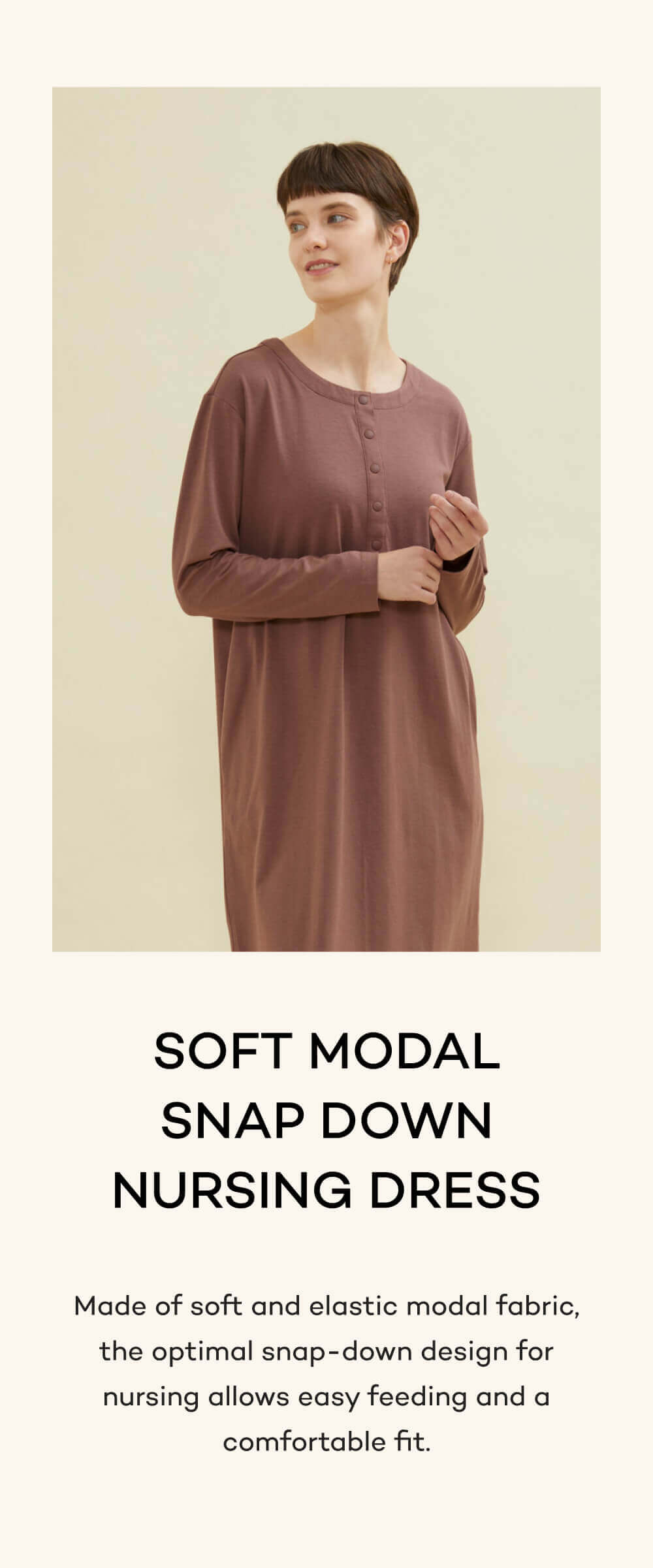 Soft Modal Snap Down Nursing Dress