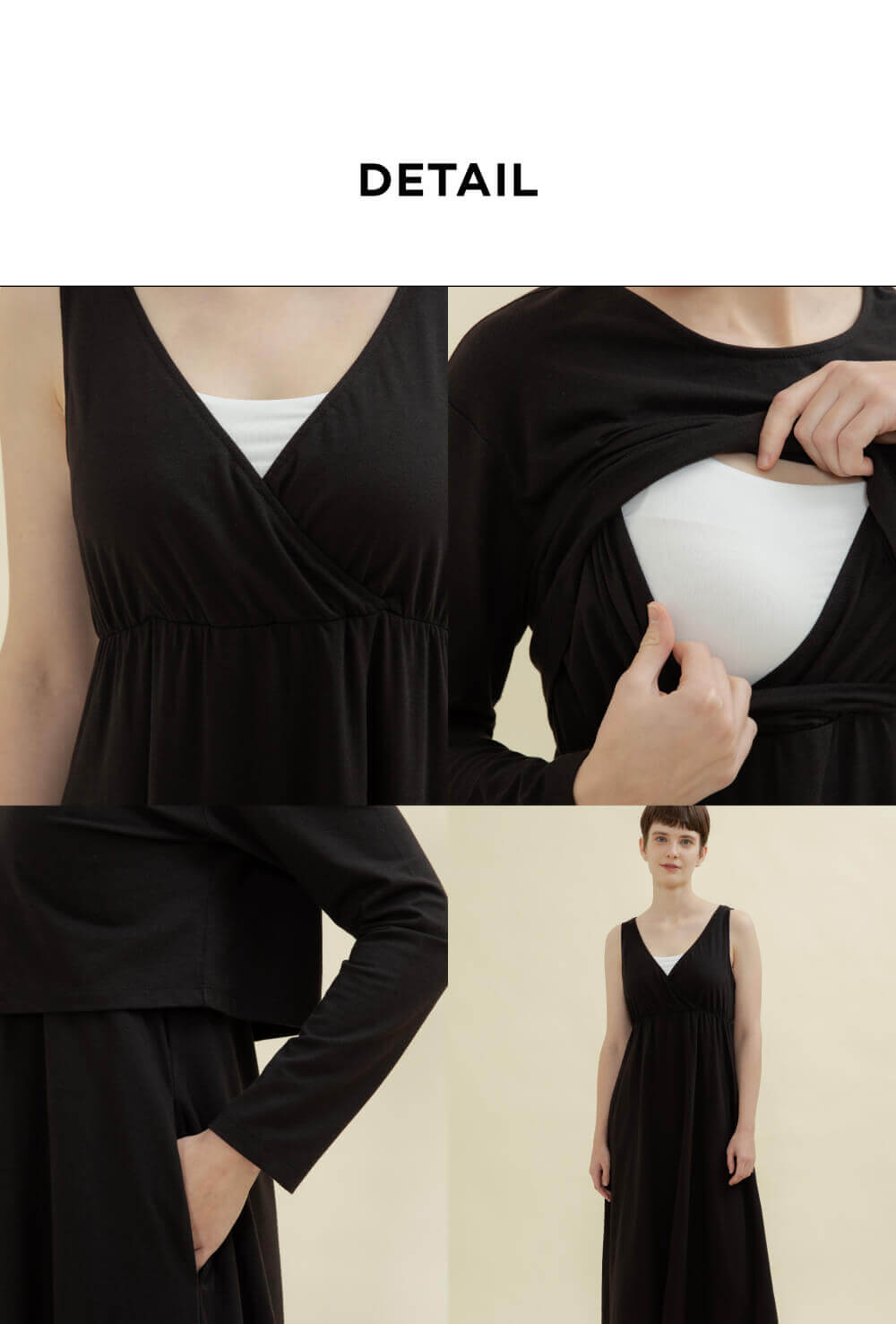 Soft Modal Double Layer Nursing Dress