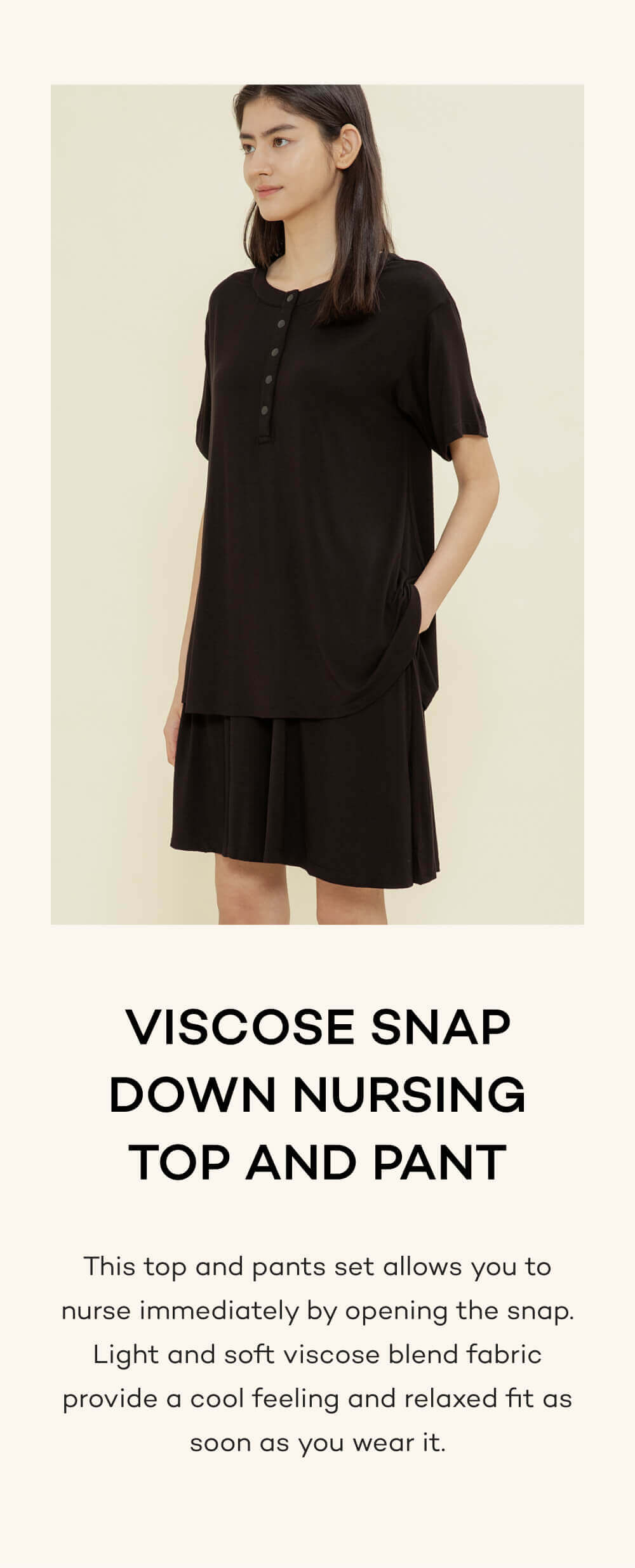 Viscose Snap Down Nursing Top and Pants