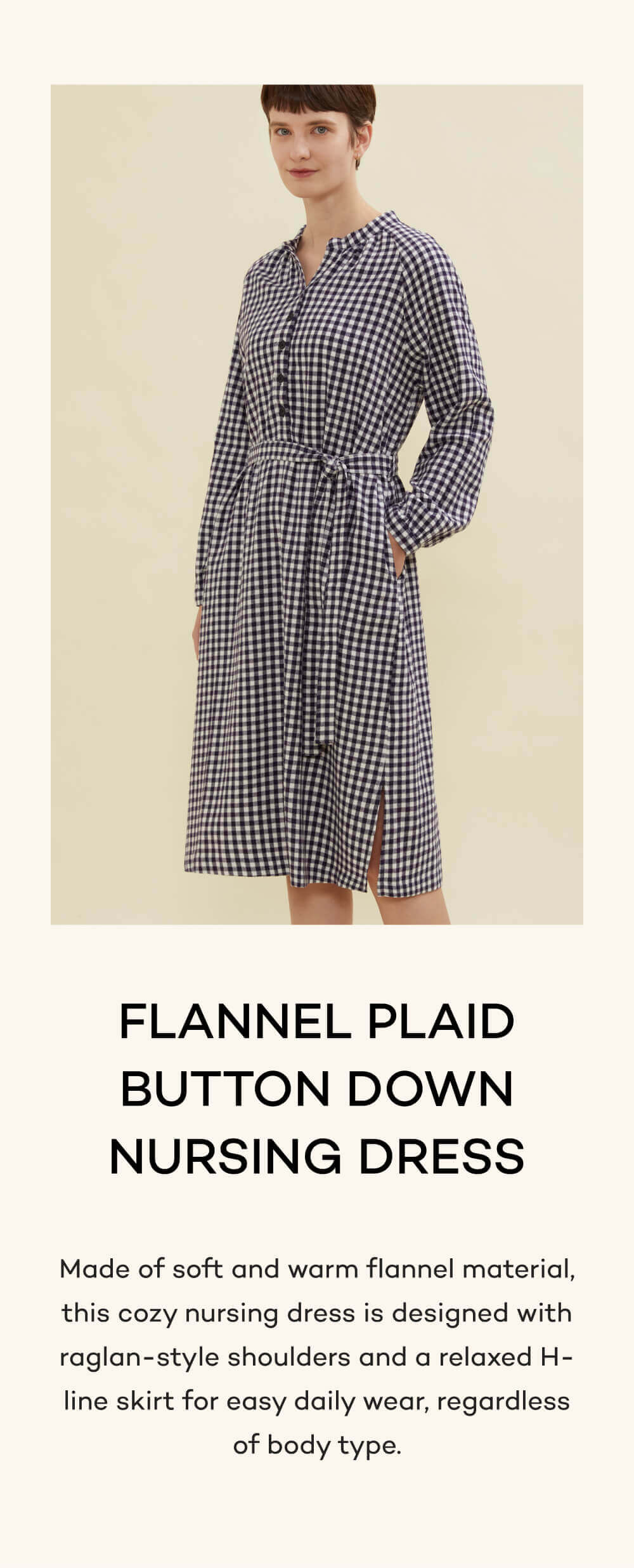 Flannel Plaid Button Down Nursing Dress
