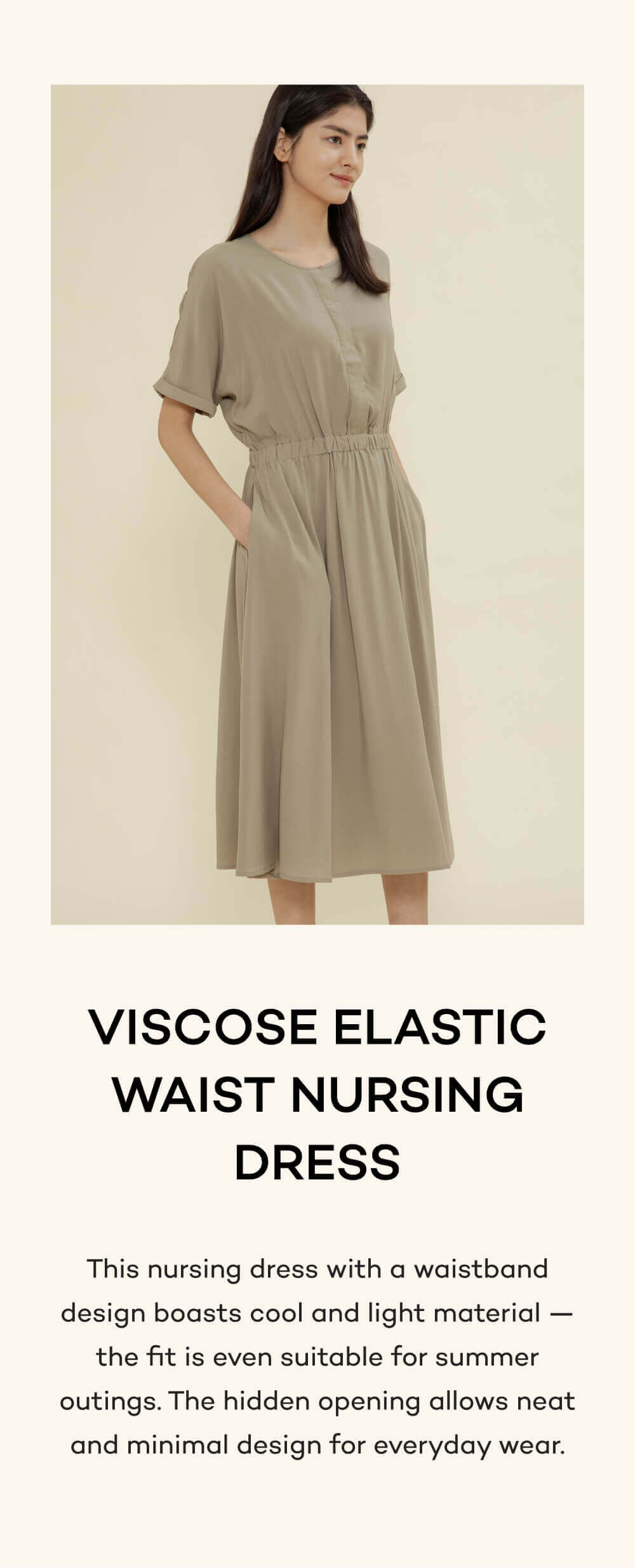Viscose Elastic Waist Nursing Dress