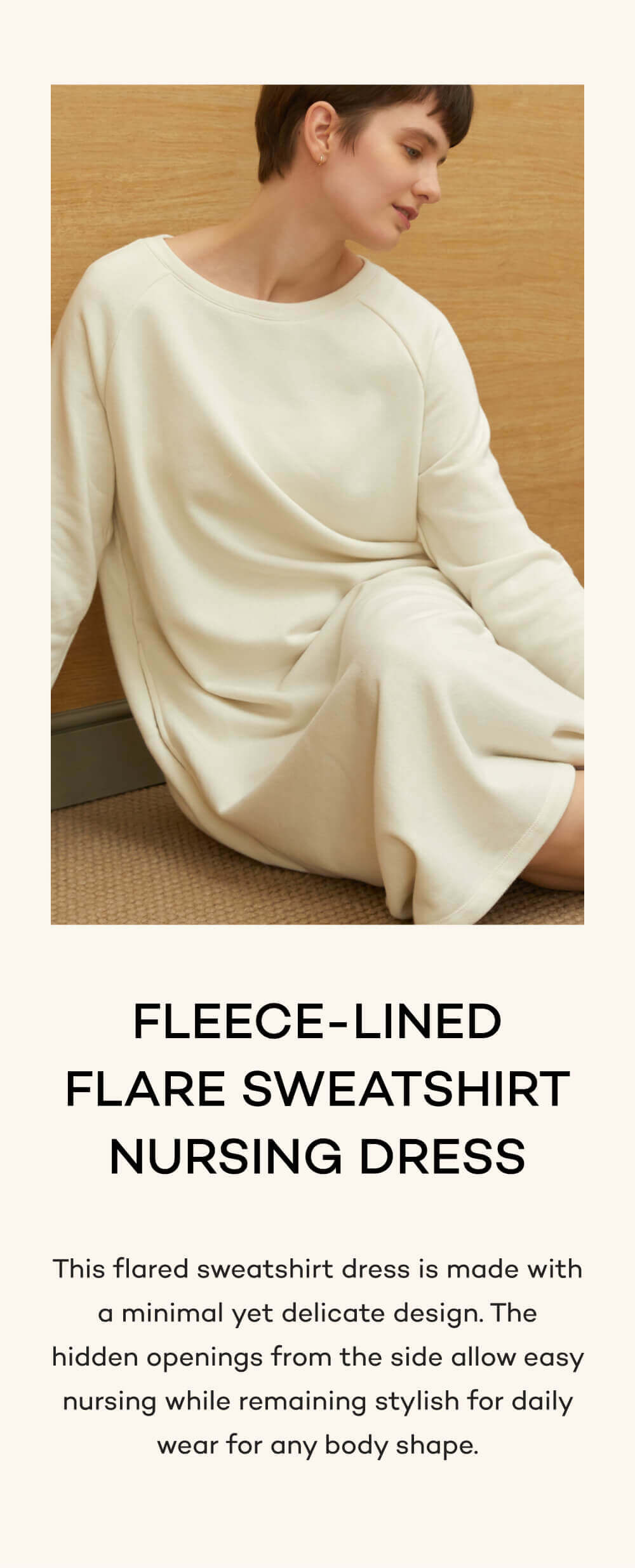 Fleece-Lined Flare Sweatshirt Nursing Dress