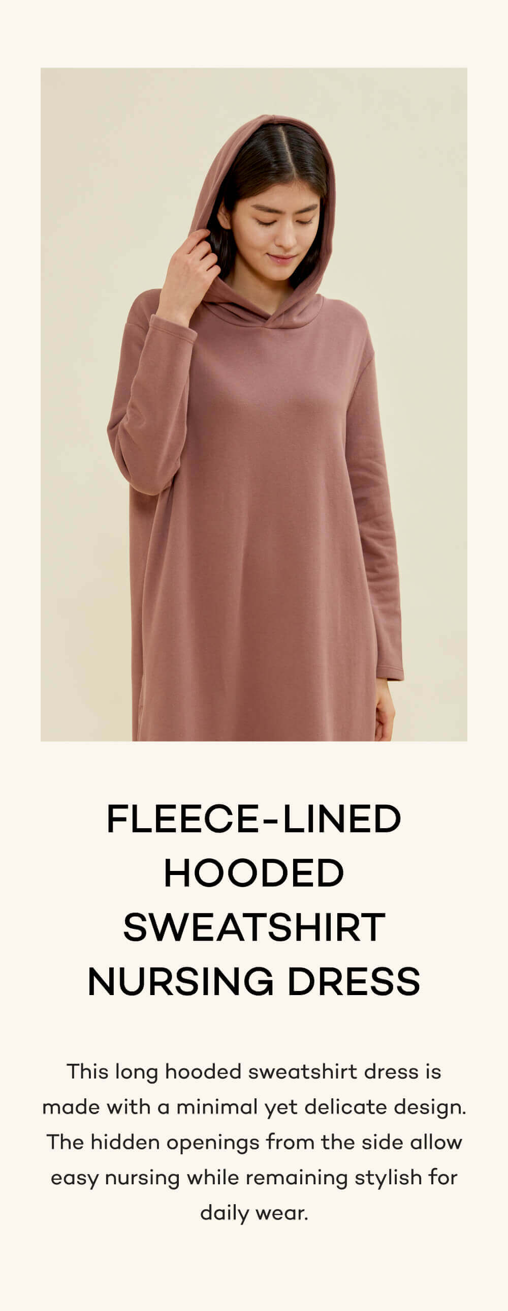 Fleece-Lined Hooded Sweatshirt Nursing Dress