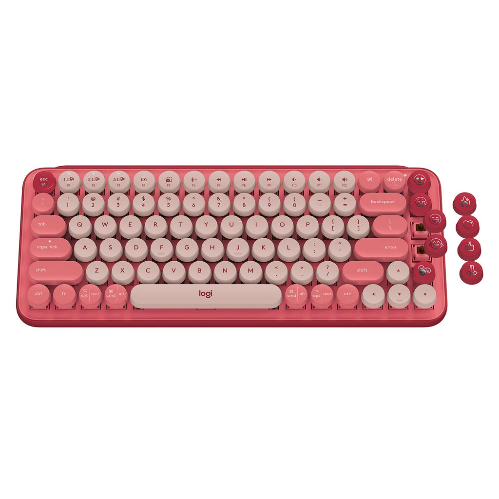 Logitech POP Keys Wireless Mechanical Keyboard with Emoji Keys (Heartbreaker Rose)