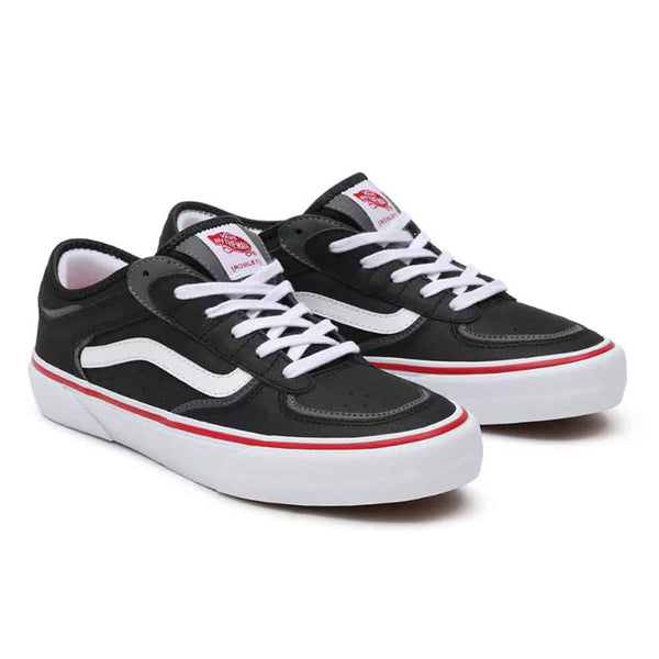 vans rowley pro black white red