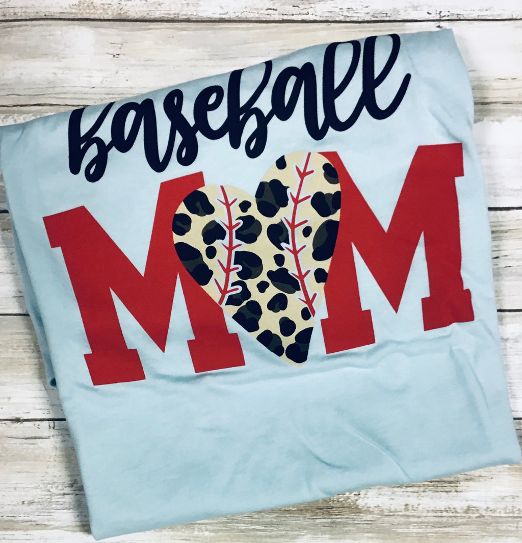 Baseball Mom Cheetah Heart