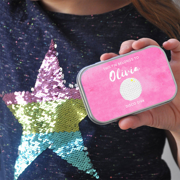 personalised disco party keepsake tin