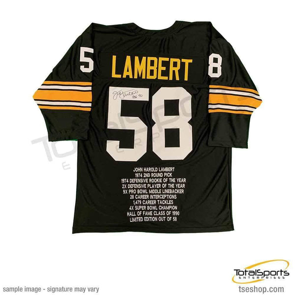 Jack Lambert Signed Black Custom Jersey (Shortsleeve) 'HOF 90