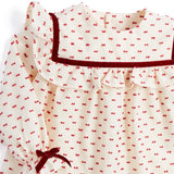 Burgundy Patterned Layered Ruffle Blouse - BLOUSE - PEPA AND CO