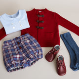Burgundy Knitted Cardigan with Toggle Fastening - KNITTED - PEPA AND CO