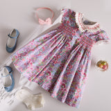 Traditional Handsmocked Double Breasted Flower Dress in Pink (12mths-10yrs) Dresses from Pepa & Co