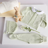 Green Cotton Set with White Dotted Peter Pan Collar - Set - PEPA AND CO