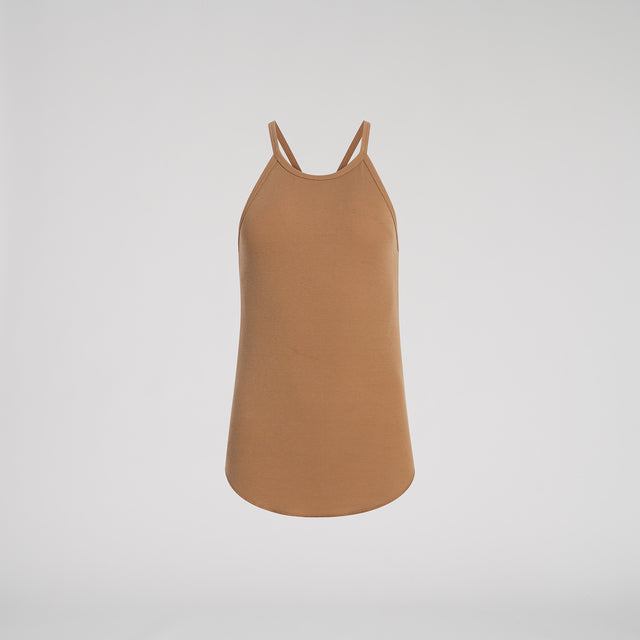 KNIT TANK IN CAMEL