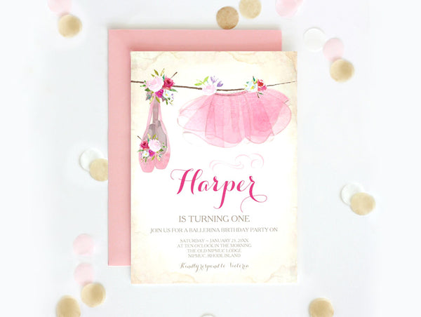 Zazzle Ballerina Birthday Party Invitation