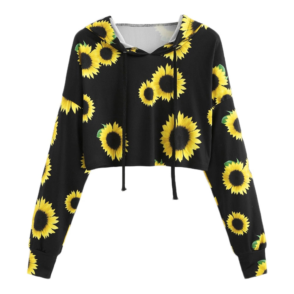 black hoodie with sunflower