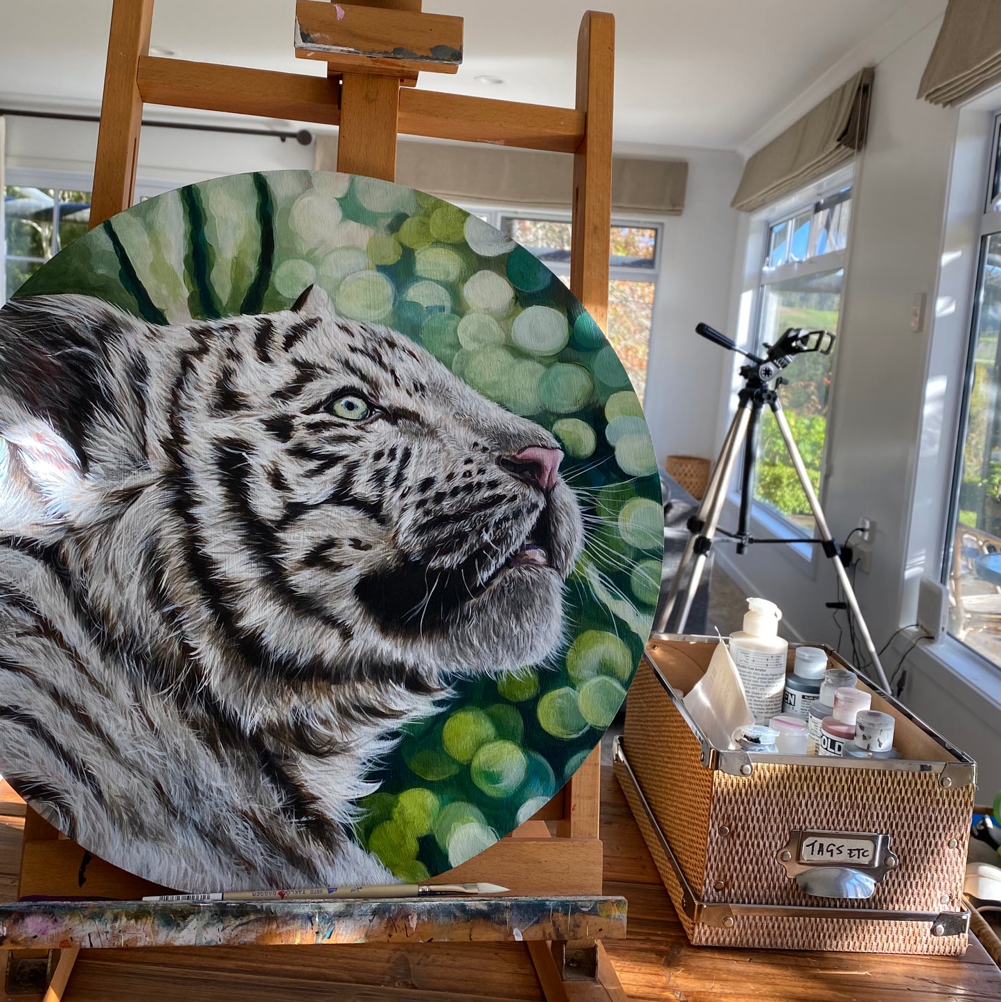 ORIGINAL White Tiger Cub Acrylic Painting