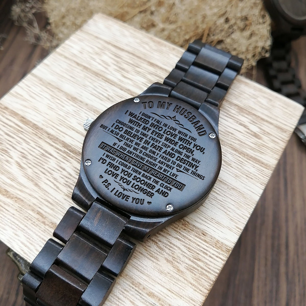 Great Gift For Your Husband Engraving Wooden Watch